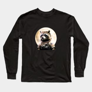 Astronaut Raccoon on the moon Long Sleeve T-Shirt